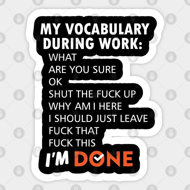 WORK VOCABULARY Sticker by Litho